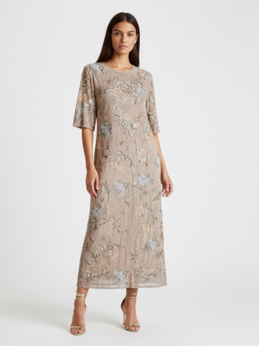 DKNY blush colour sheer floral dress